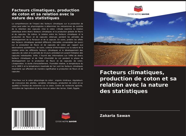 Produktbild: Facteurs climatiques, production de coton et sa relation avec la nature des statistiques