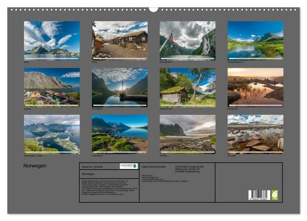 Produktbild: Norwegen (Wandkalender 2026 DIN A2 quer), CALVENDO Monatskalender