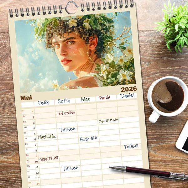 Produktbild: Familienplaner 2026 - G&ouml;tter in Menschengestalt mit 5 Spalten (Wandkalender, 21 x 45 cm) CALVENDO
