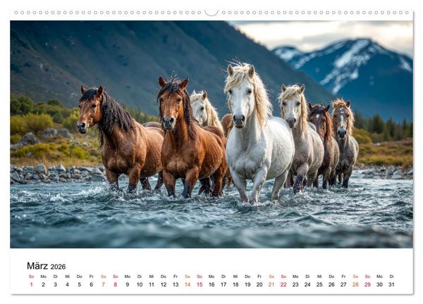 Produktbild: Islandpferde - Freiheit im Blick (hochwertiger Premium Wandkalender 2026 DIN A2 quer), Kunstdruck in Hochglanz