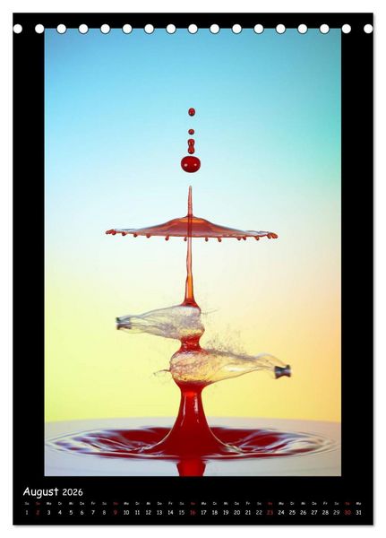 Produktbild: Au&szlig;ergew&ouml;hnliche Kunst - Wasser Tropfenfotografie (Tischkalender 2026 DIN A5 hoch), CALVENDO Monatskalender
