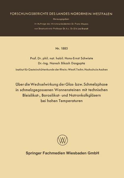Produktbild: &Uuml;ber die Wechselwirkung der Glas- bzw. Schmelzphase in schmelzgegossenen Wannensteinen mit technischen Bleisilikat-, Borosilikat- und Natronkalkgl&auml;ser