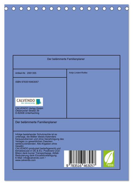 Produktbild: Der bel&auml;mmerte Familienplaner (Tischkalender 2026 DIN A5 hoch), CALVENDO Monatskalender