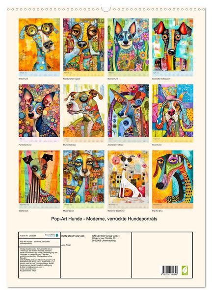 Produktbild: Pop-Art Hunde - Moderne, verr&uuml;ckte Hundeportr&auml;ts (Wandkalender 2026 DIN A2 hoch), CALVENDO Monatskalender