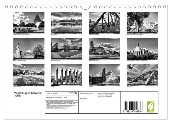 Produktbild: Magdeburg in Schwarz - Wei&szlig; (Wandkalender 2026 DIN A4 quer), CALVENDO Monatskalender