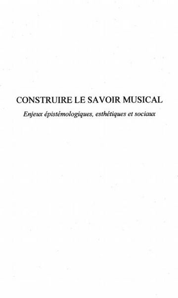 Produktbild: Construire le savoir musical