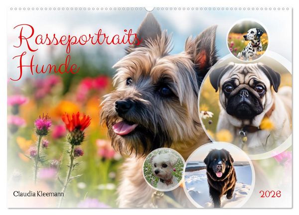 Produktbild: Rasseportraits - Hunde (Wandkalender 2026 DIN A2 quer), CALVENDO Monatskalender