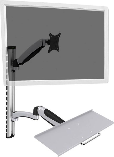 Digitus DA-90354 1fach Monitor-Wandhalterung 38,1 cm (15') - 68,6 cm (27') Schwarz, Silber Höhenverstellbar, Tastaturablage, Neigbar, Schwenkbar