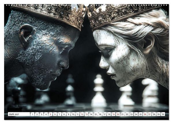Produktbild: Schach &ndash; Wenn Schachfiguren Charakter zeigen (hochwertiger Premium Wandkalender 2027 DIN A2 quer), Kunstdruck in Hochglanz