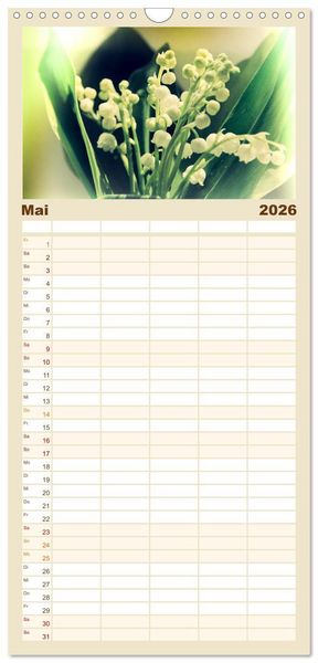 Produktbild: Familienplaner 2026 - Bl&uuml;ten im Retro-Style mit 5 Spalten (Wandkalender, 21 x 45 cm) CALVENDO