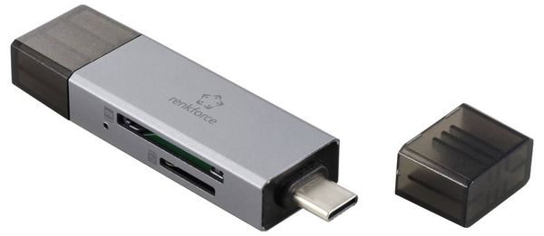 Produktbild: Renkforce RF-PCR-400 Externer Speicherkartenleser USB-A, USB-C&reg; microSD, SD Space Grau