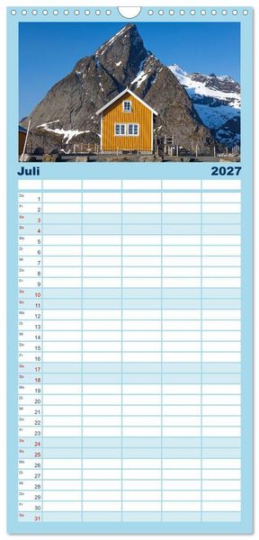Produktbild: Familienplaner 2027 - Licht des Nordens - LOFOTEN mit 5 Spalten (Wandkalender, 21 x 45 cm) CALVENDO