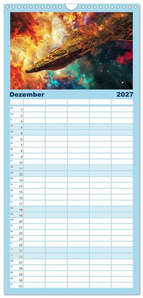 Produktbild: Familienplaner 2027 - Raumschiffe - Im Universum durch Raum und Zeit mit 5 Spalten (Wandkalender, 21 x 45 cm) CALVENDO