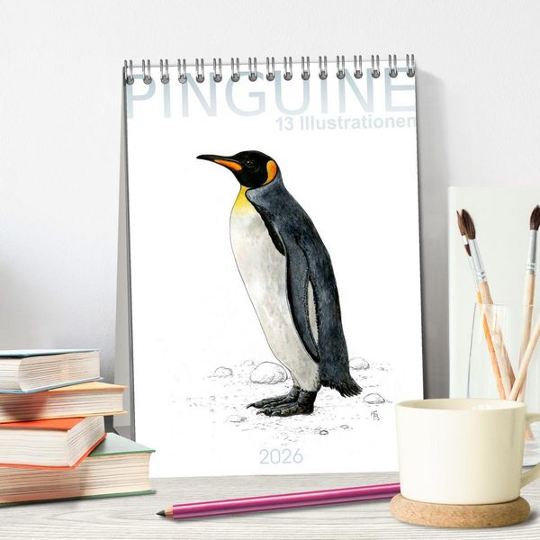 Produktbild: Pinguine - 13 Illustrationen (Tischkalender 2026 DIN A5 hoch), CALVENDO Monatskalender