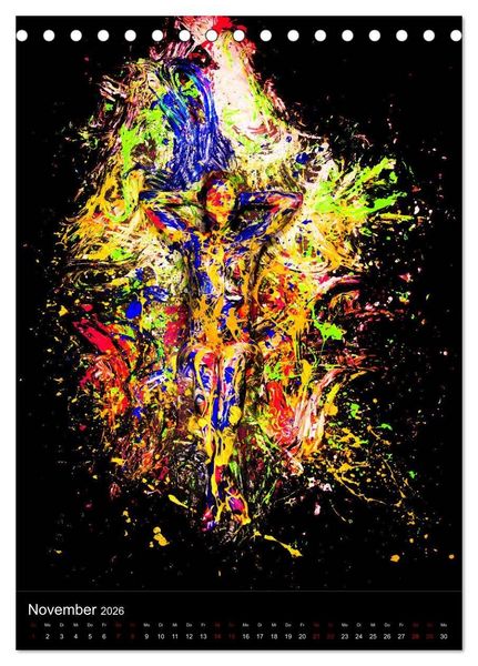 Produktbild: Farbakte - Action Paintings (Tischkalender 2026 DIN A5 hoch), CALVENDO Monatskalender