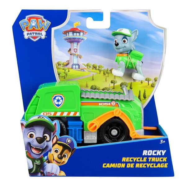 Produktbild: PAW Patrol Rocky-Figur mit Recycling-Truck, stabiles Basis-Fahrzeug (2025), authentisches Spielzeug zur Serie f&uuml;r Kinder ab 3 Jahren
