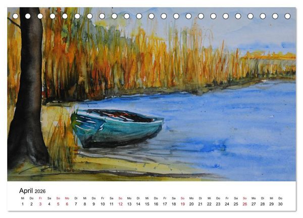 Produktbild: Landschafts-Aquarelle 2026 Roswita Ilona Baumann (Tischkalender 2026 DIN A5 quer), CALVENDO Monatskalender