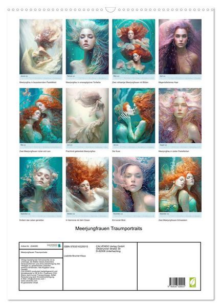 Produktbild: Meerjungfrauen Traumportraits (Wandkalender 2026 DIN A2 hoch), CALVENDO Monatskalender