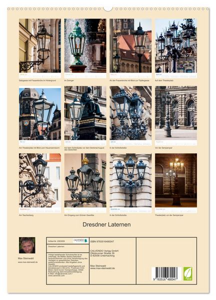 Produktbild: Dresdner Laternen (hochwertiger Premium Wandkalender 2026 DIN A2 hoch), Kunstdruck in Hochglanz