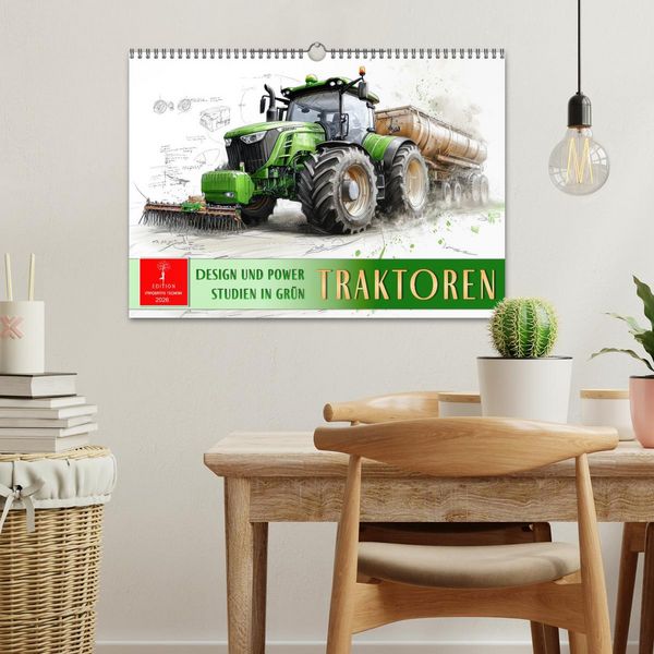 Produktbild: Traktoren - Design und Power Studien in Gr&uuml;n (Wandkalender 2026 DIN A3 quer), CALVENDO Monatskalender