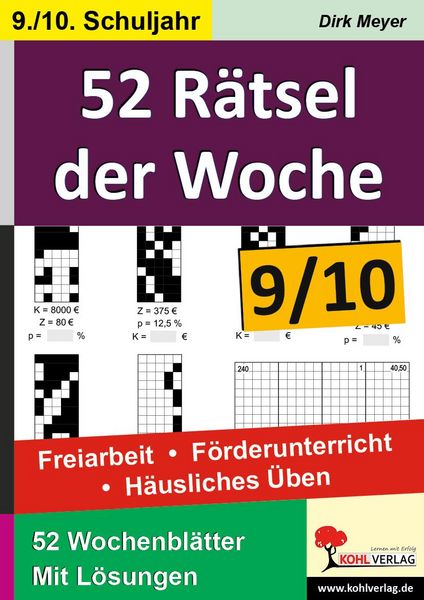 Produktbild: 52 R&auml;tsel der Woche / Klasse 9-10