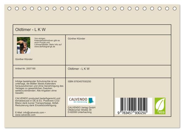 Produktbild: Oldtimer - L K W (Tischkalender 2026 DIN A5 quer), CALVENDO Monatskalender