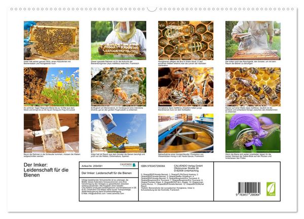 Produktbild: Der Imker: Leidenschaft f&uuml;r die Bienen (hochwertiger Premium Wandkalender 2026 DIN A2 quer), Kunstdruck in Hochglanz