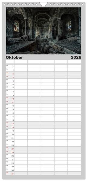 Produktbild: Familienplaner 2026 - Geheimnisvolle Orte - Lost Places mit 5 Spalten (Wandkalender, 21 x 45 cm) CALVENDO