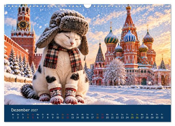 Produktbild: Eine Katze reist um die Welt (Wandkalender 2027 DIN A3 quer), CALVENDO Monatskalender