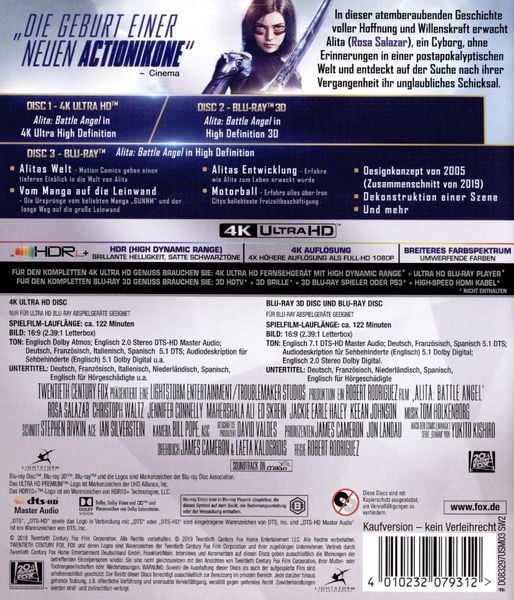 Produktbild: Alita - Battle Angel (4K Ultra HD) (+ Blu-ray 3D) (+ Blu-ray 2D)