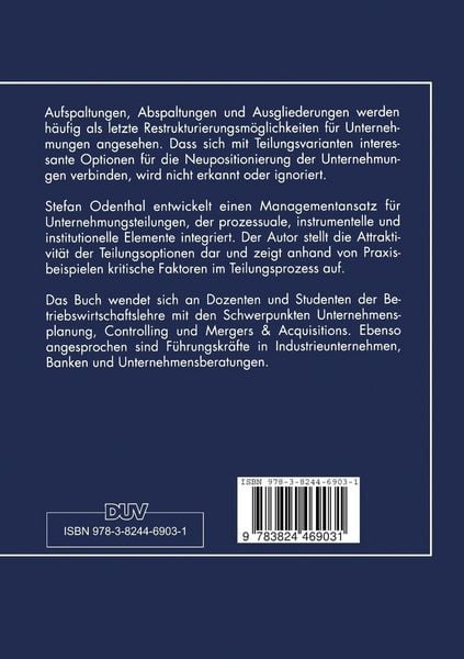 Produktbild: Management von Unternehmungsteilungen