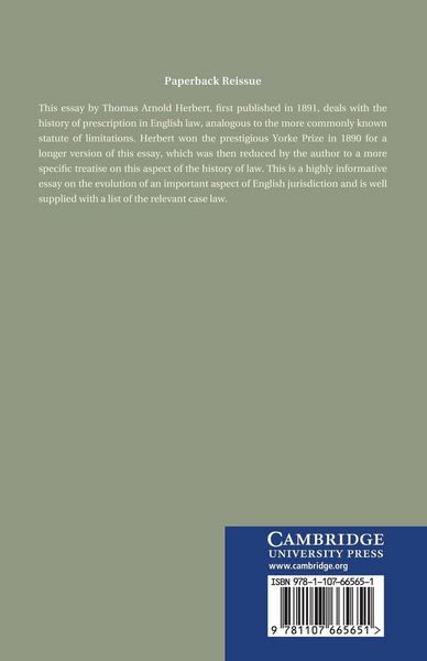 Produktbild: The History of the Law of Prescription in England