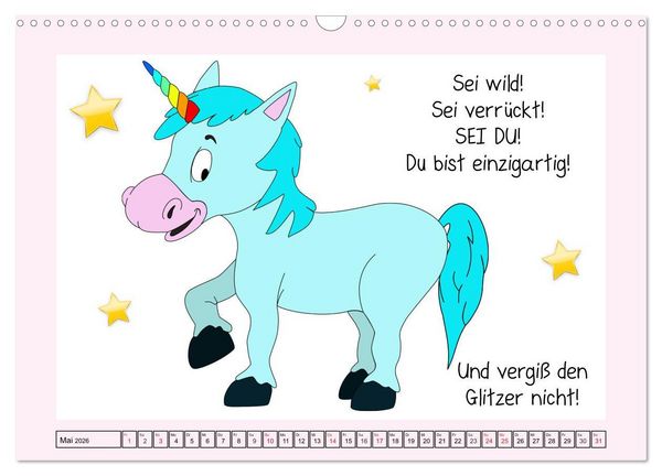 Produktbild: Unicorns. Einhorn-Spr&uuml;che und Weisheiten! (Wandkalender 2026 DIN A3 quer), CALVENDO Monatskalender