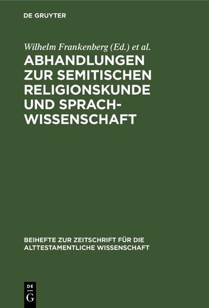 Produktbild: Abhandlungen zur semitischen Religionskunde und Sprachwissenschaft