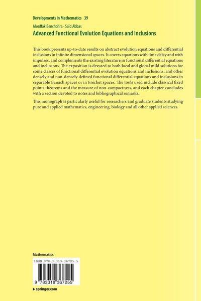 Produktbild: Advanced Functional Evolution Equations and Inclusions