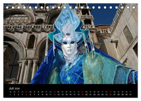 Produktbild: Maskenzauber in Venedig 2026 (Tischkalender 2026 DIN A5 quer), CALVENDO Monatskalender