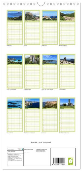 Produktbild: Familienplaner 2026 - Korsika - raue Sch&ouml;nheit mit 5 Spalten (Wandkalender, 21 x 45 cm) CALVENDO