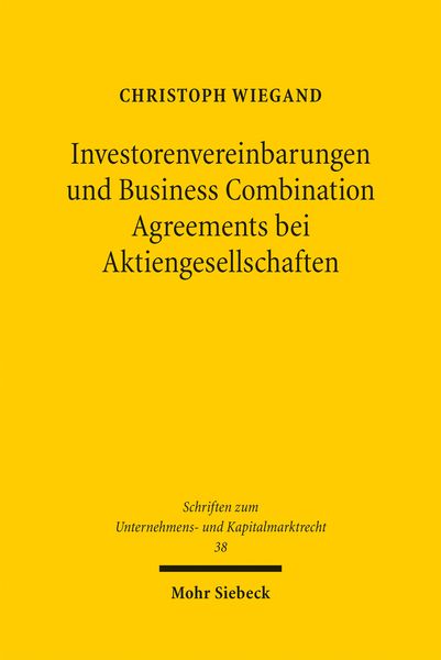 Produktbild: Investorenvereinbarungen und Business Combination Agreements bei Aktiengesellschaften