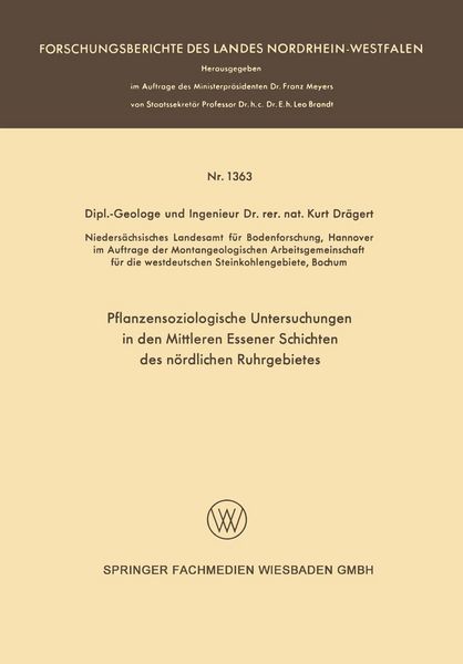 Produktbild: Pflanzensoziologische Untersuchungen in den mittleren Essener Schichten des n&ouml;rdlichen Ruhrgebietes