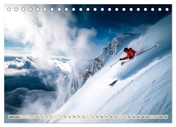 Produktbild: Skifahren - tolle Momente (Tischkalender 2026 DIN A5 quer), CALVENDO Monatskalender
