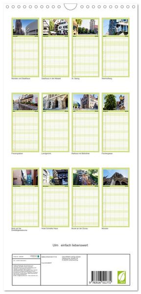 Produktbild: Familienplaner 2026 - Ulm einfach liebenswert mit 5 Spalten (Wandkalender, 21 x 45 cm) CALVENDO