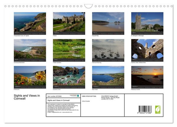 Produktbild: Sights and Views in Cornwall (Wall Calendar 2026 DIN A3 landscape), CALVENDO 12 Month Wall Calendar