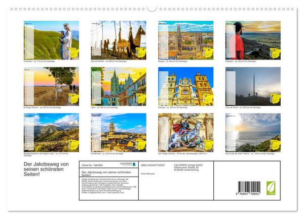 Produktbild: Der Jakobsweg von seinen sch&ouml;nsten Seiten! (hochwertiger Premium Wandkalender 2026 DIN A2 quer), Kunstdruck in Hochglanz