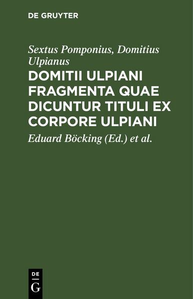 Produktbild: Domitii Ulpiani fragmenta quae dicuntur tituli ex corpore Ulpiani