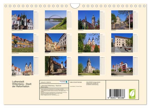 Produktbild: Lutherstadt Wittenberg - Stadt der Reformation (Wandkalender 2026 DIN A4 quer), CALVENDO Monatskalender