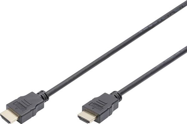 Produktbild: Digitus HDMI Anschlusskabel HDMI-A Stecker, HDMI-A Stecker 5.00 m Schwarz AK-330114-050-S vergoldete Steckkontakte HDMI-Kabel