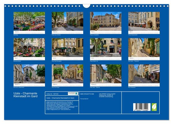Produktbild: Uz&eacute;s - Charmante Kleinstadt im Gard (Wandkalender 2026 DIN A3 quer), CALVENDO Monatskalender