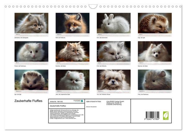 Produktbild: Zauberhafte Fluffies (Wandkalender 2026 DIN A3 quer), CALVENDO Monatskalender
