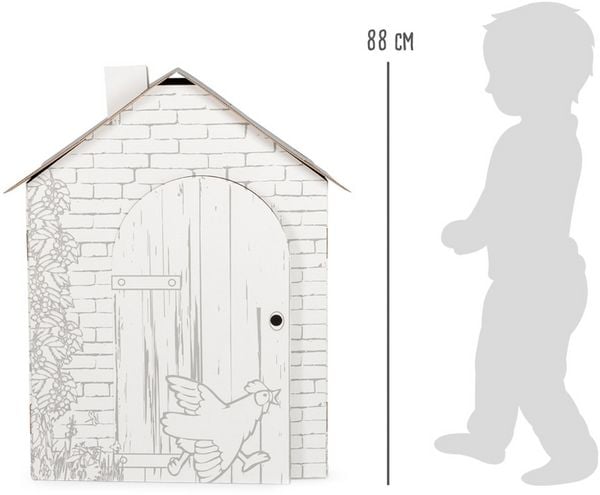 Produktbild: Small foot 10015 - Spielhaus H&auml;uschen aus Bastelkarton zum Bemalen, Pappe, H&ouml;he 88cm, creative&fun