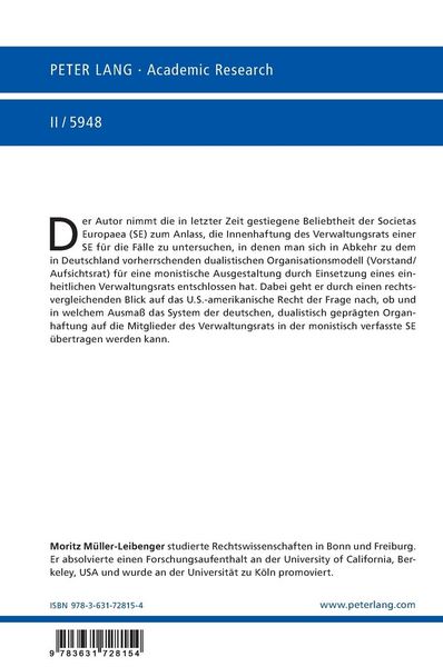 Produktbild: Die Innenhaftung des Verwaltungsrats einer monistisch verfassten SE mit Sitz in Deutschland